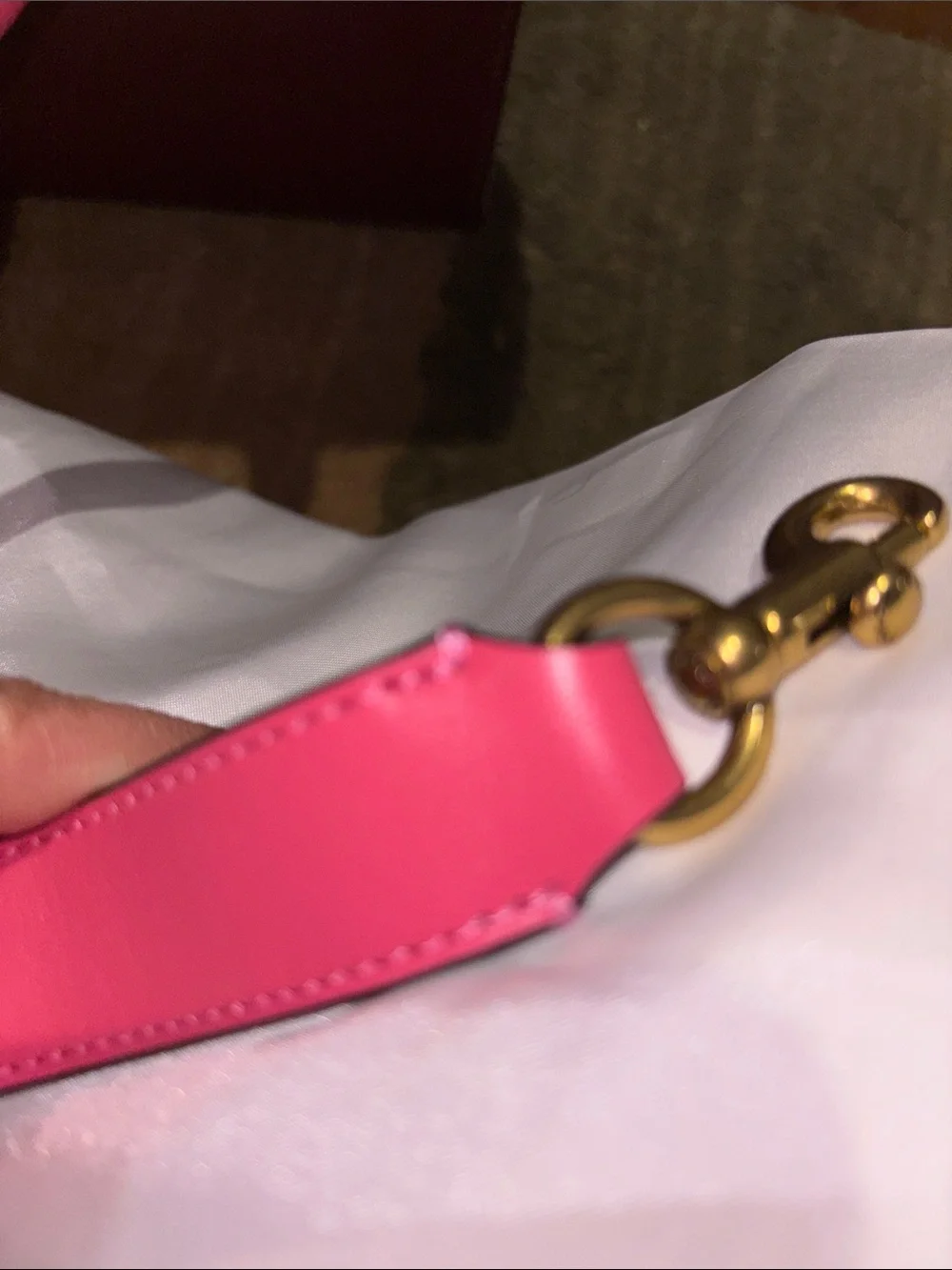 Coach Burgundy Satchel with Pink Top Handles